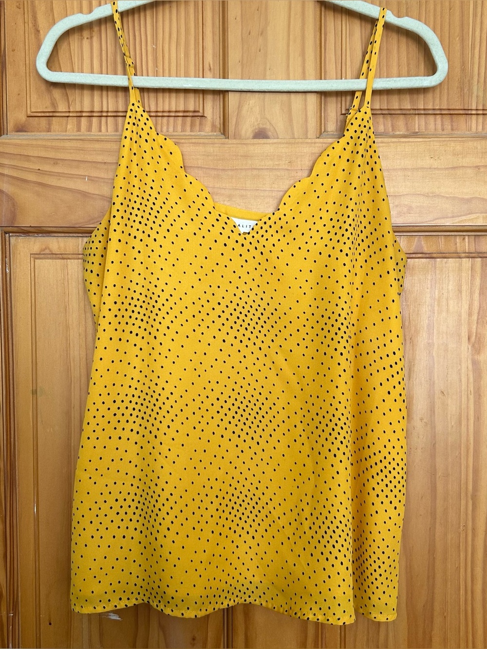 Socialite Womens Scalloped V Neck Camisole Spaghetti Strap Slips Polka Dot Print